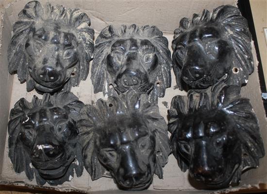 6 lion wall masks